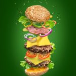 FLYING BURGER PHOTOGRAPHY, créez votre propre burger flottant. Donnez vie à votre burger emblématique du restaurant grâce à une image impactant qui représente l’adn de votre établissement.